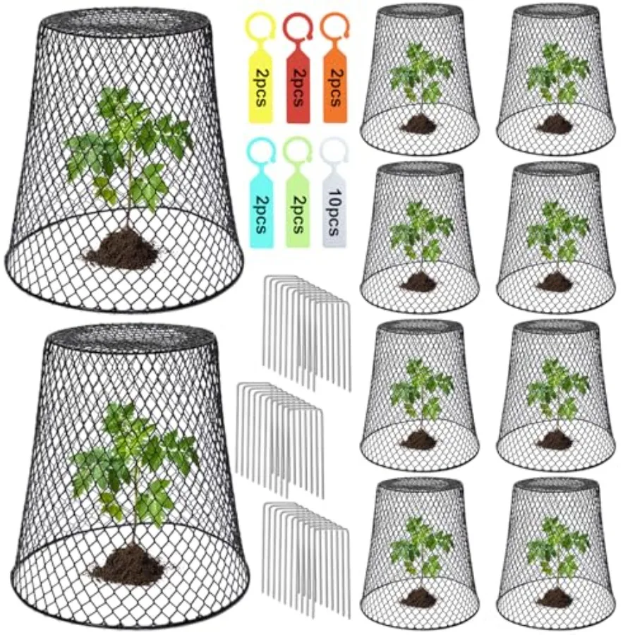 

10 Pcs 9.13×9.13 Chicken Wire Cloche Plant Covers Garden Netting Metal Heavy Duty Plant Protectors from Animals for Keeping Bun