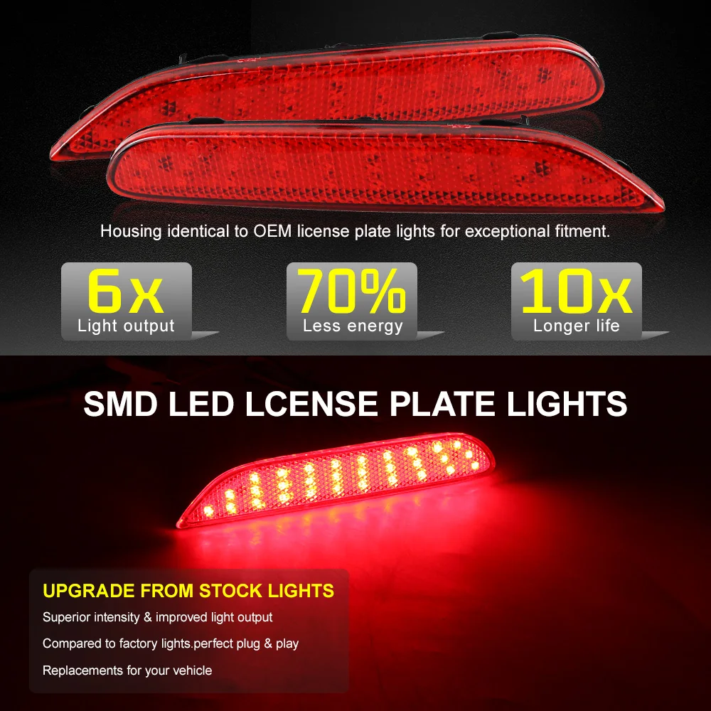 2 pçs carro led luz para nissan qashqai 2014 - 2017 lado direito amortecedor traseiro refletor lâmpada de luz acessórios do carro 26560-jj90a