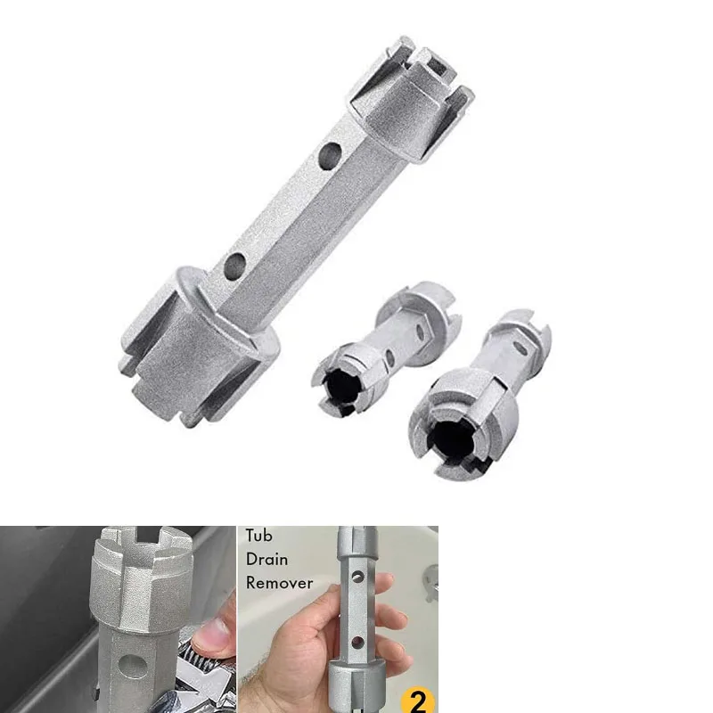 Tub Drain Remover Dual-Ended Wrench Aluminum Alloy Mechanical Operation Manual Plumbing Repair Tools For Bathtub Drains Bathroom