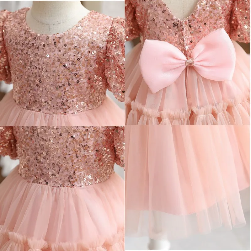 Festa di compleanno neonata vestito da principessa abbigliamento per bambini ragazze bambini abiti da Gala abito paillettes 9M- 8 anni