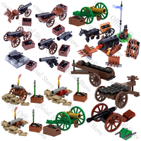 Medieval Military Soldier Figures Cannon Building Block Army Napoleonic War Artillery Vehicle Weapons Animal MOC Bricks Kids Toy