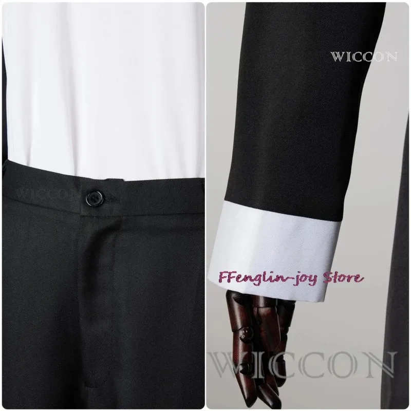 Disfraz de Cosplay de cáscara, uniforme de Hazbin, disfraz de Hotel de cáscara, chaqueta negra para hombre, pantalones, trajes de fiesta de Halloween con pajarita