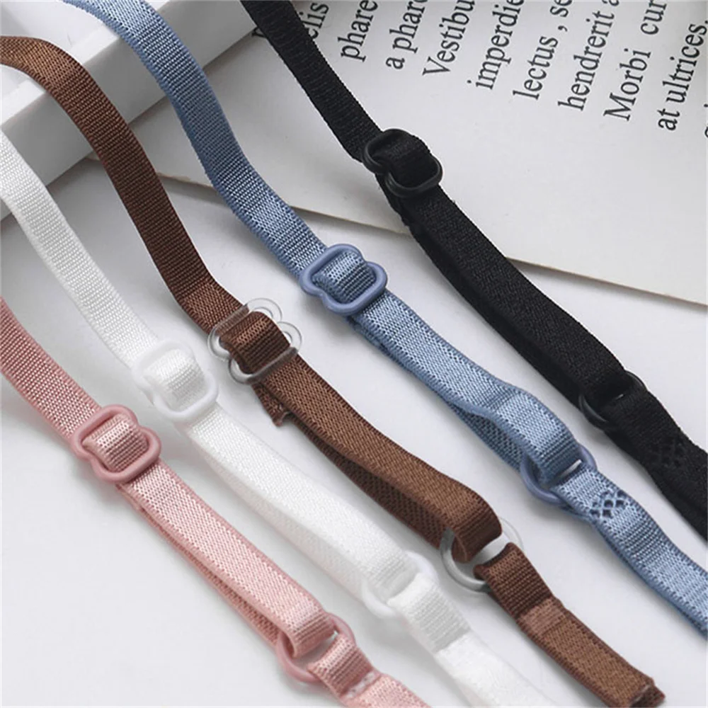 

4Pairs Women Bra Straps Underwear Non-slip High Elastic Plain Bra Straps Women Bra Accessories Width 1cm Length 45cm