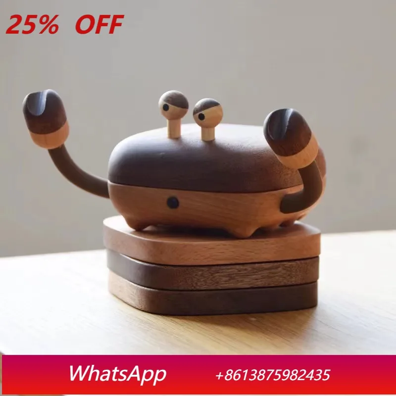 

LTT Wooden Crab Magnetic Coaster Solid Wood Anti-scalding Insulation Pad Cute Creativity