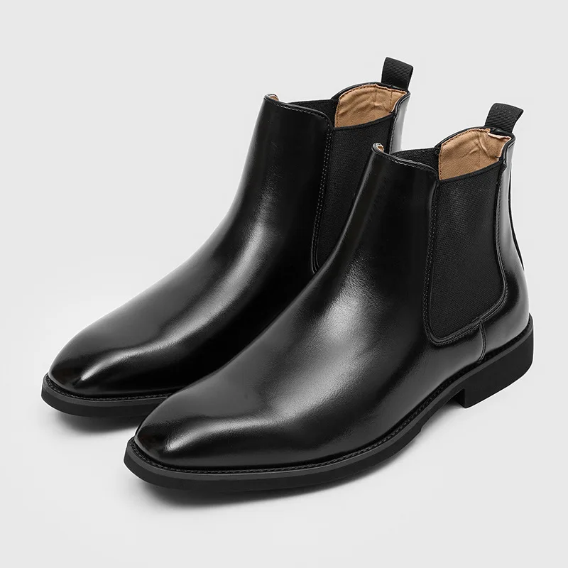 

Мужские повседневные деловые свадебные ботинки челси, дизайнерские ботинки с квадратным носком, черные, коричневые, ковбойские ботинки из натуральной кожи, стильные ботинки до щиколотки, мужские ботинки.