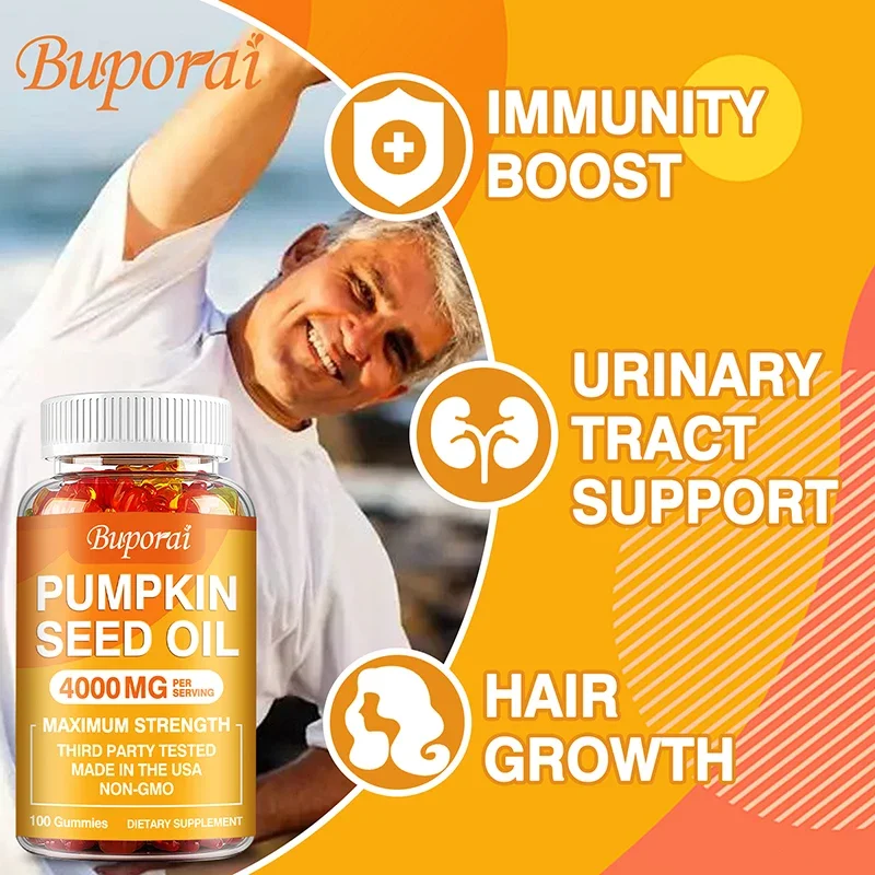 Pumpkin Seed Oil Gummies - Urinary Tract Support, Bladder Control, Support Young Skin, Nourishes Hair