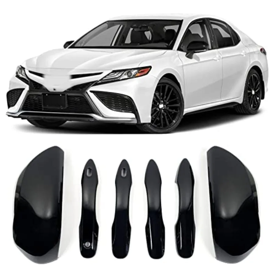 

Side Door Mirror Cap Cover Trim + 4 Door Handle Cover Trims Compatible 2018 2019 2021 2022 2023 2024 2025 Toyota Camry Accessor