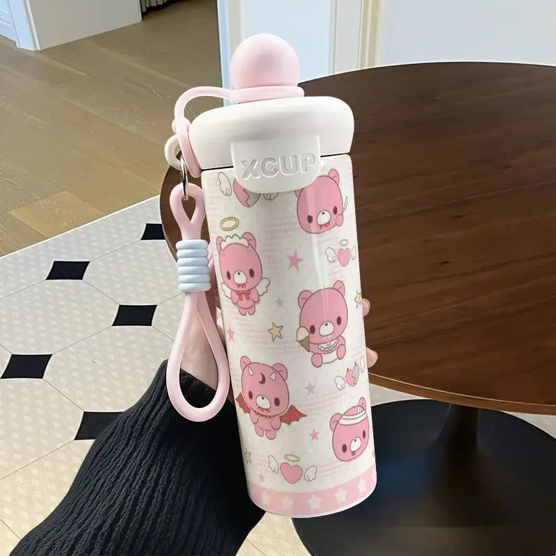 Gloomy Bear Schwimmender Ball Thermosflasche mit hohem Farbwert, Animations-Cartoon-Druck, große Kapazität, tragbarer Edelstahl-Kaffeebecher – Detail 12