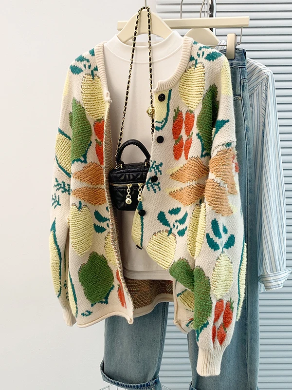 

Осень-зима плюс размер повседневный Thiened Long Sve круглый открытый кардиган свитер верхняя одежда для женщин антивозрастной свободный крой