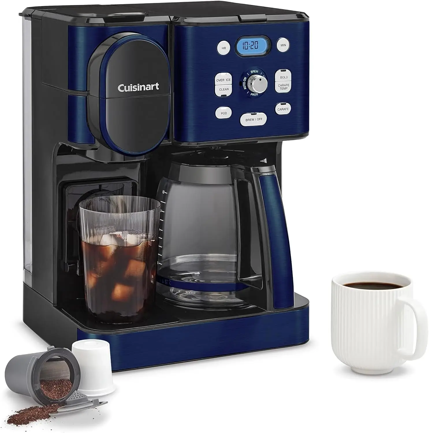 Coffee Center 2-in-1 Coffeemaker and Single Serve Combo Brewer, Navy Blue Bundle with 1 Year CPS Enhanced