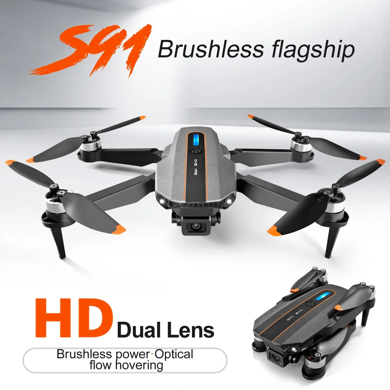 

New S91 Evo Drone Optical Flow Four Axis Windproof Strong Brushless Motor Long Range Remote Contro 4k HD Dual-Camera Fpv Dron