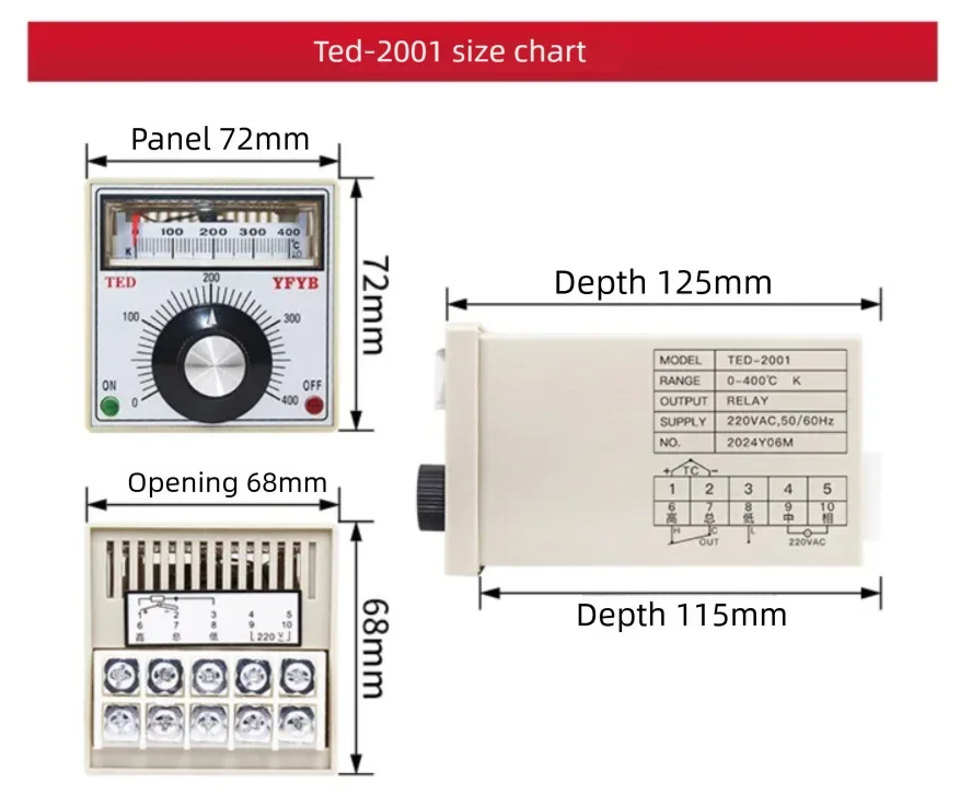 TED/TEA-2001 Pointer-Type Temperature Controller for Oven Electric Griddle - Temperature Control Instrument