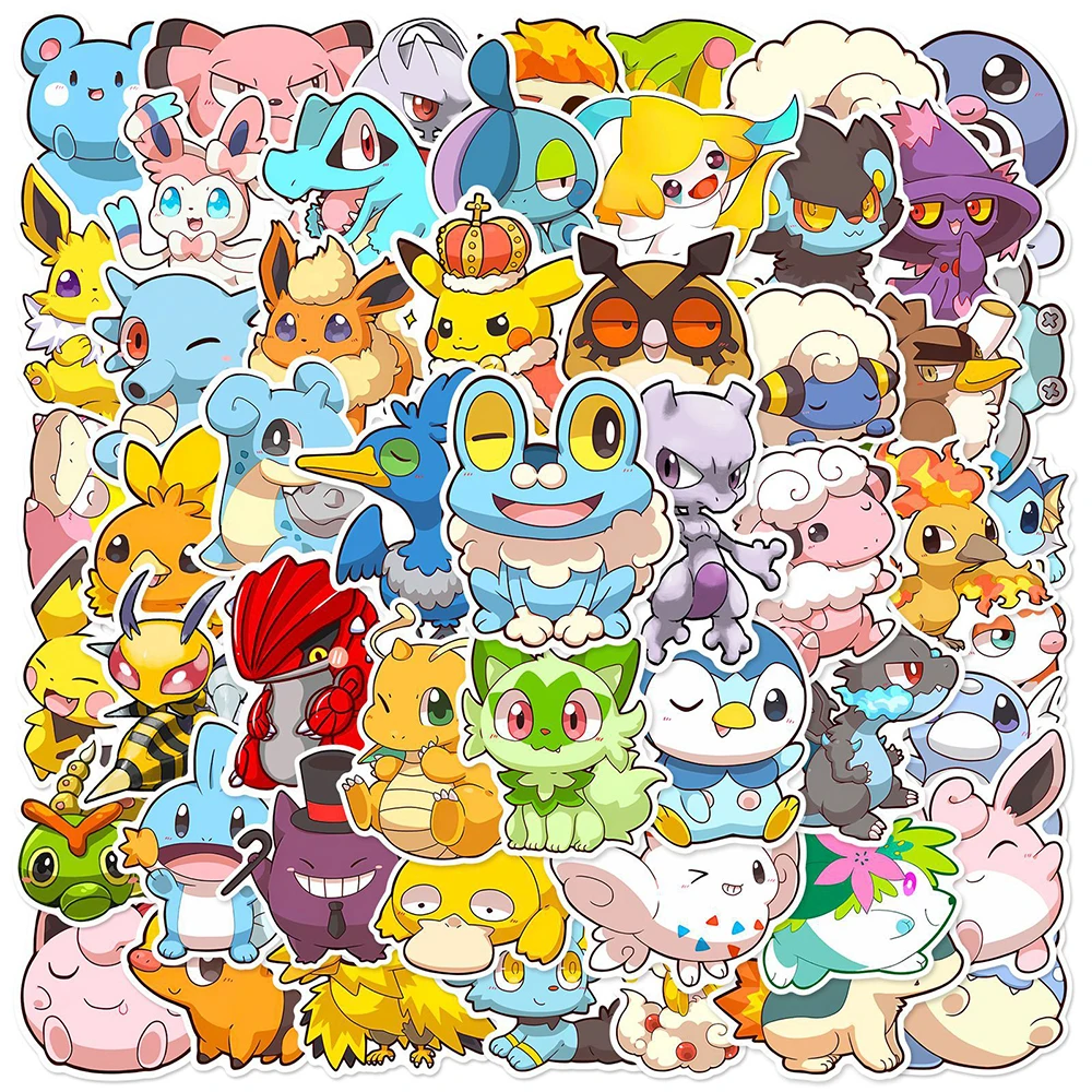 10/30/50PCS Cute Anime Pokemon Stickers Decals DIY Laptop Phone Bike Waterproof Cute Graffiti Cartoon Sticker Kids Toys Gifts