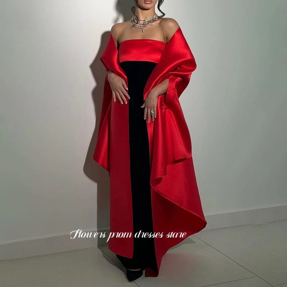 فستان سهرة بألوان زهور بدون أكتاف فستان أحمر للحفلات الراقصة فستان الحفلات مناسبة رسمية فستان المشاهير حسب الطلب