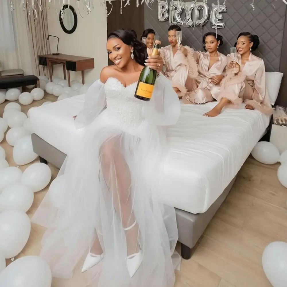 Pearls Bride Robe for Wedding Long Sleeve Bridal Gowns Photo Shoot Maternity Dressing Gown For Photography Customized
