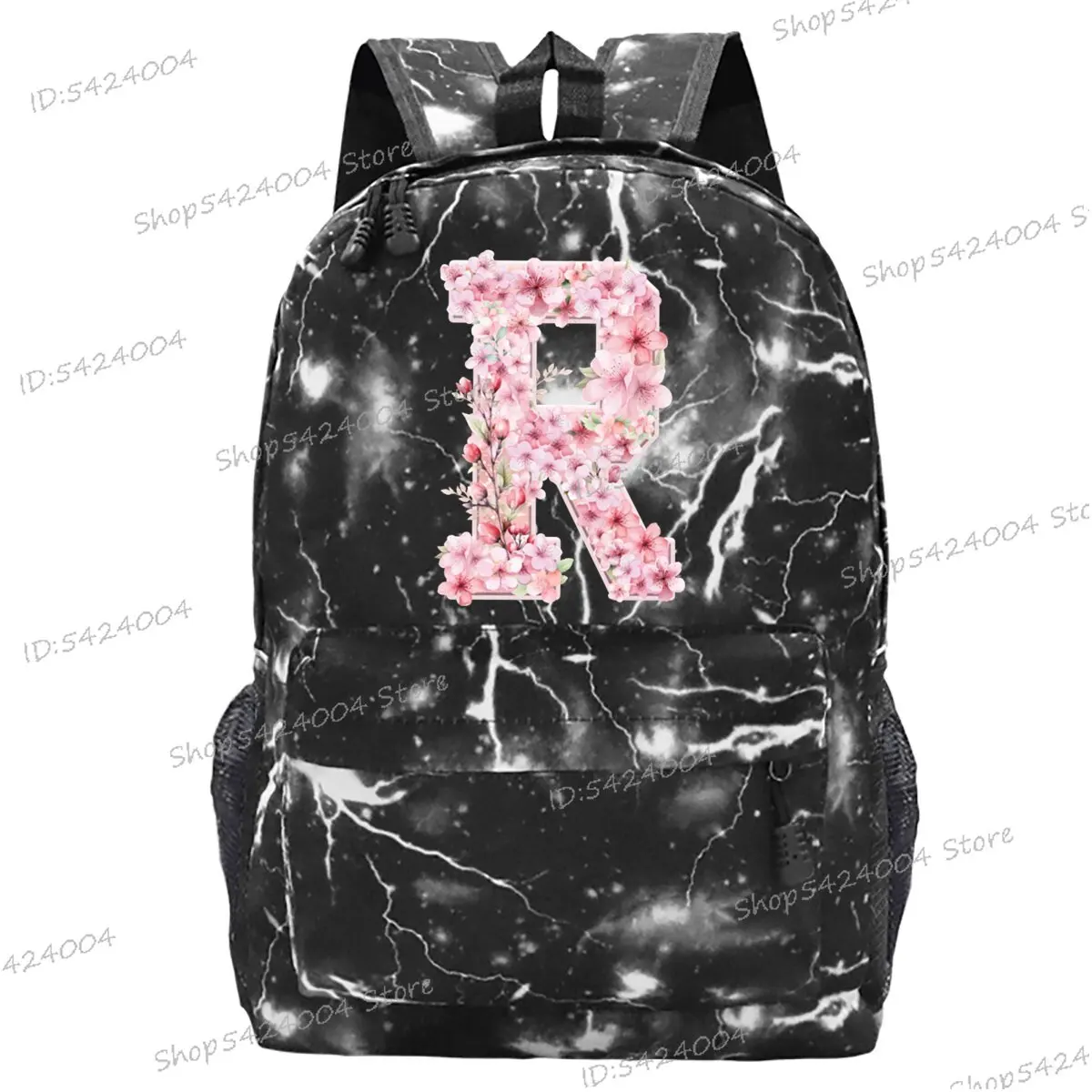 Teenage Girls School Bags Pink Sakura Flower Alphabet New Series Backpacks Laptop Bags Cherry Blossom Cartoon Students Bookbag