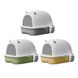 Hooded Cat with Lid Pet with Lid Reusable with Front Door Flap Anti Splashing Detachable Kitty Litter Tray Sandbox