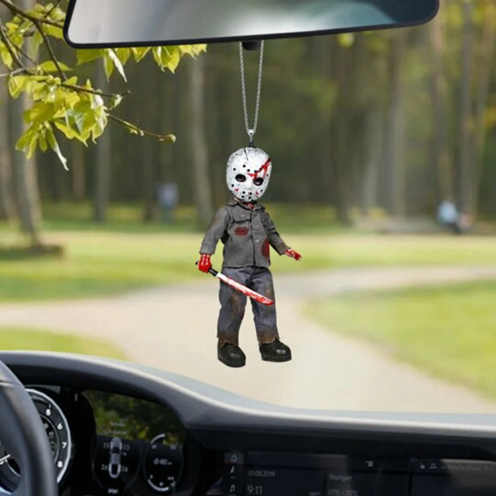 New Personality Car Pendant Horror Movie Car Decoration Accessories Swing Pendant Rearview Mirror Pendant Ornament Interior