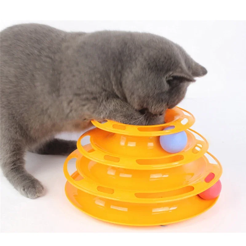 Three Levels Intelligence Toy for Cat Funny Cat Tower Puzzle Candy Color Grind Claws Amusement Ball Training Amusement Plate