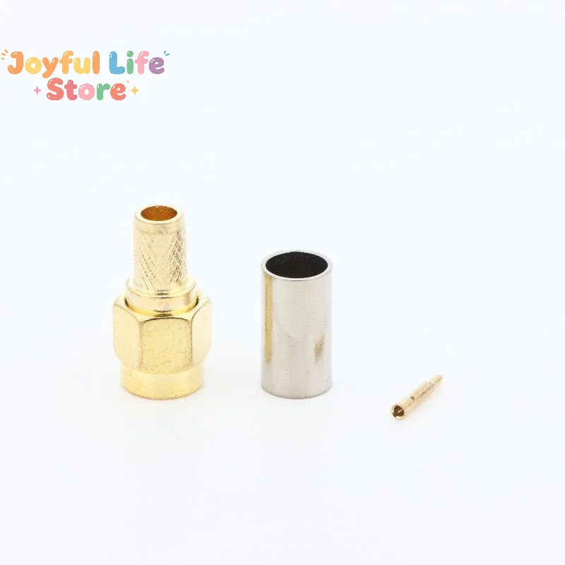 Hot 1 Set Wire Terminals Connector SMA Plug Male Crimp For RG58 RG142 LMR195 Cable Straight RF Coaxial Adapter