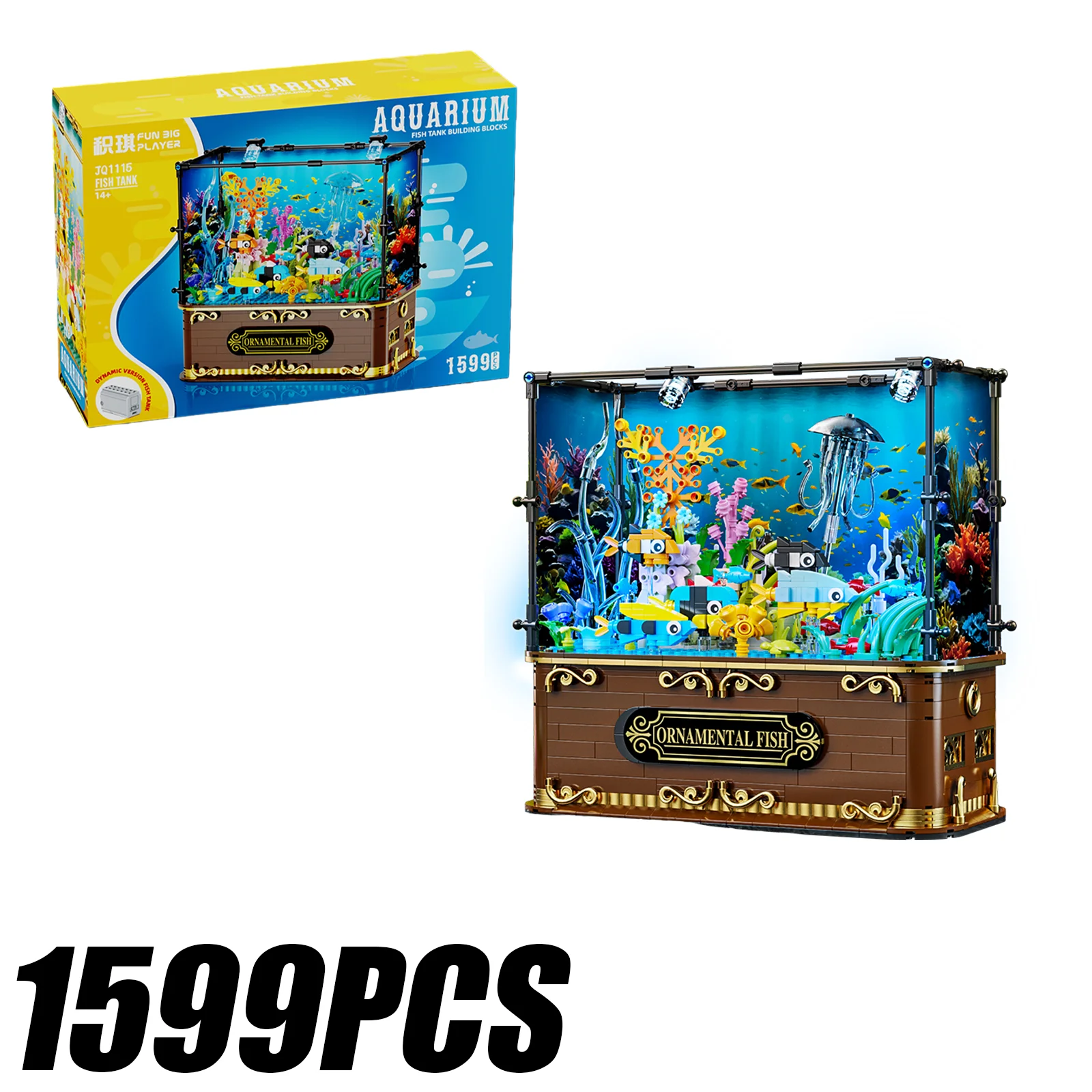 

MOC 1599 шт., строительные блоки для аквариума, обучающая креативная игрушка, модель, комплект для детей и взрослых, подарок на Рождество и день рождения