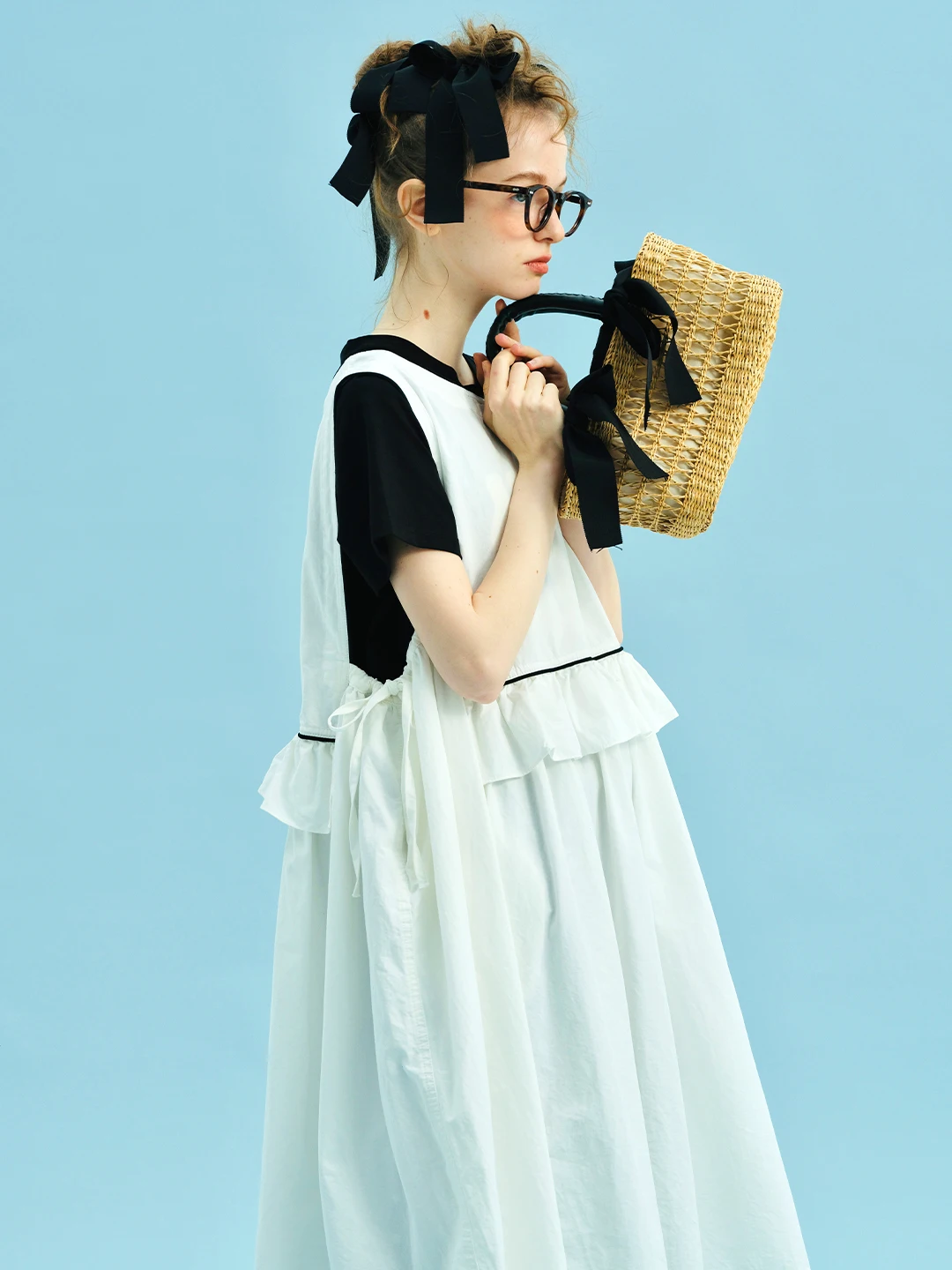 Tank top skirt imakokoni 2025 summer forest style artistic pure cotton washed dress loose round neck 255023