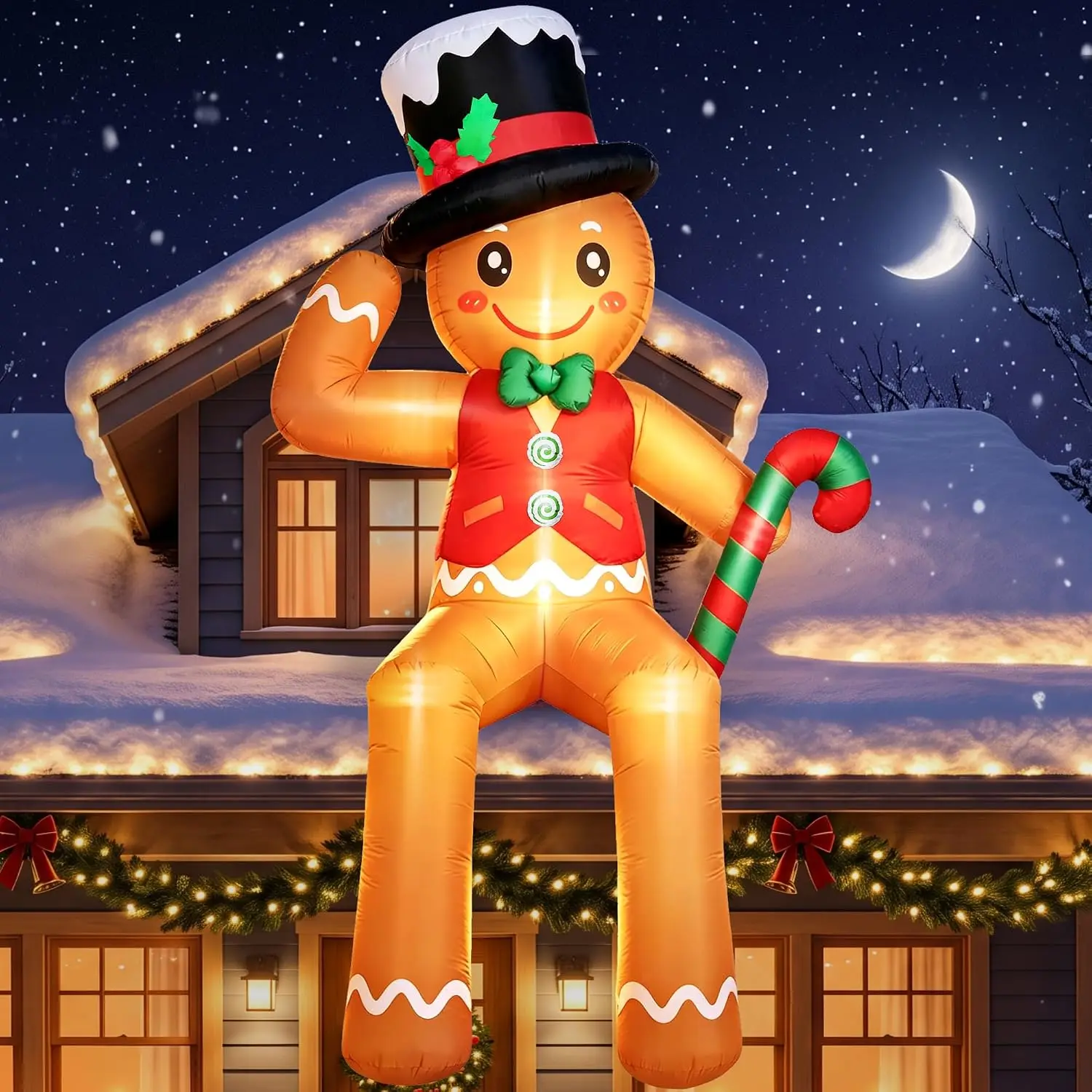 Giant Inflatable Christmas Gingerbread Man, 16 FT Outdoor Holiday Decoration