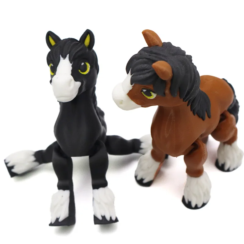 3D Printing Sunshine Rainbow Little White Horse Animal Toys Joint Tail Movable Creative Home Desk Decoration Kids Birthday Gift