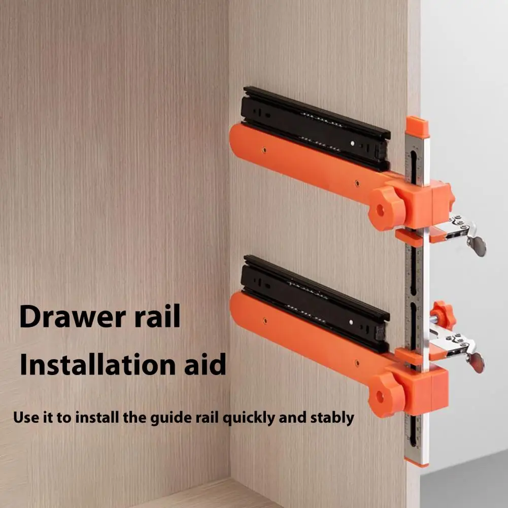 Drawer rail installation assistant adjustable splicing drawer rail quick fixing locator woodworking tool