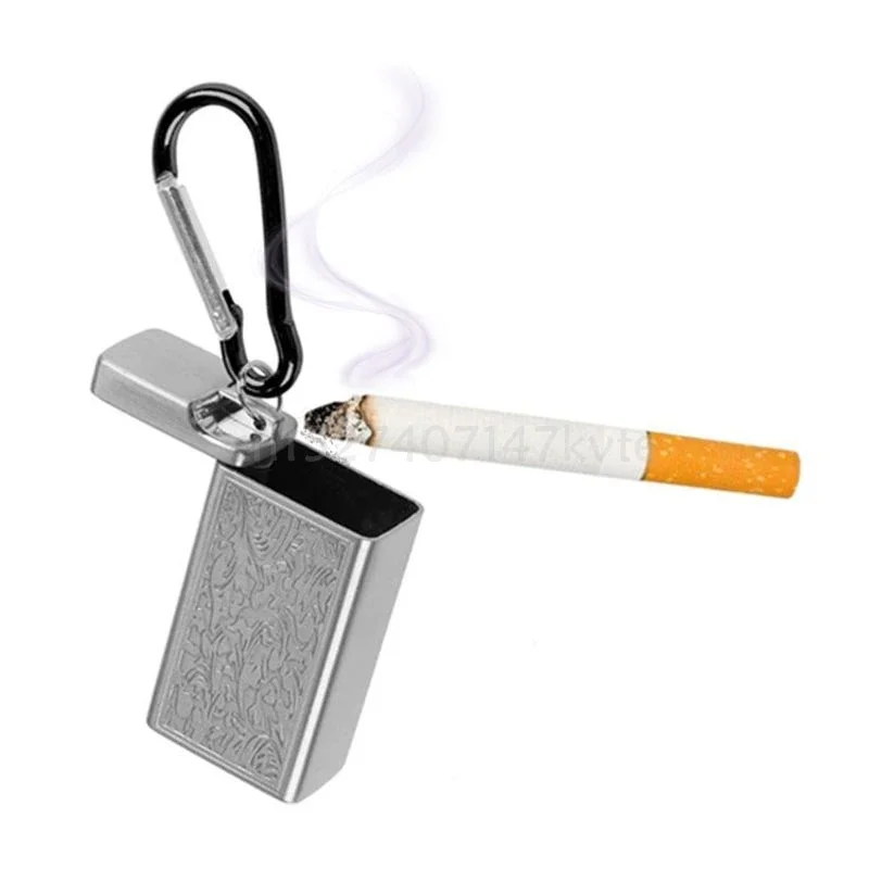 Smoke Ash Tray Mini Portable Ashtray Outdoor Keychain Metal Pocket Holder with Lid Aluminum Storage Windproof Cigarettes