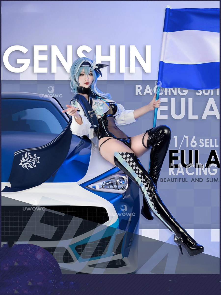 Genshin Impact Eula Lawrence Racing Suits Women Cosplay Costume Cos Game Anime Party Uniform Hallowen Play Role Clothes Clothing