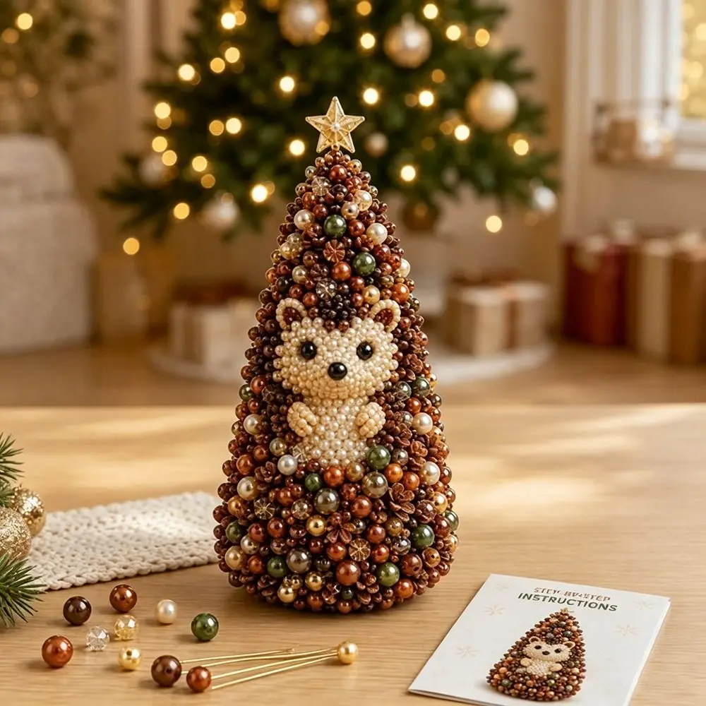 Multicolor Beaded Christmas Tree Kit Home Tabletop Size Crystal Beads DIY Ornament Making Set Dreamy Style Creative Craft Design