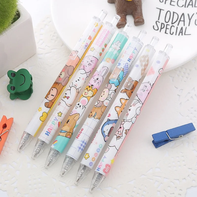 60pcs/lot Kawaii Animal Press Gel Pen Cute 0.5mm Black Ink Signature Pens Promotional Gift Office School Supplies