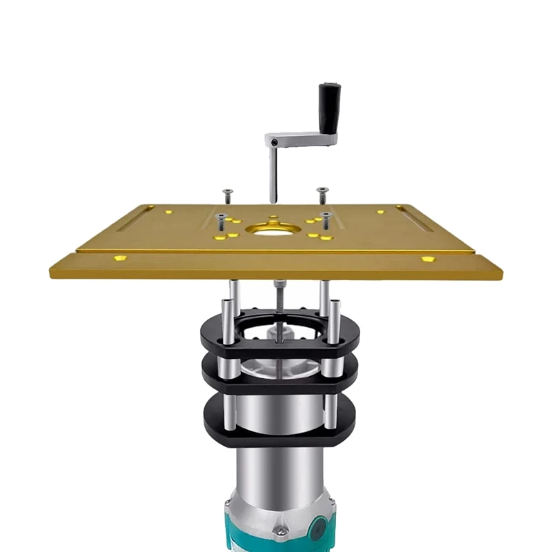 Elevador de enrutador mejorado para motores de 65Mm de diámetro, Base de elevación de placa de inserción de mesa de enrutador de carpintería, negro