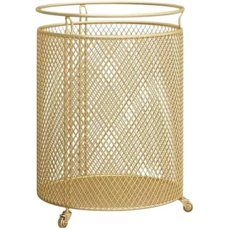 

2026 New：Laundry Basket Clothes Hamper Metal Dirty Clothes Hamper with Wheels Dirty Laundry Basket Organizer Bathroom Laun