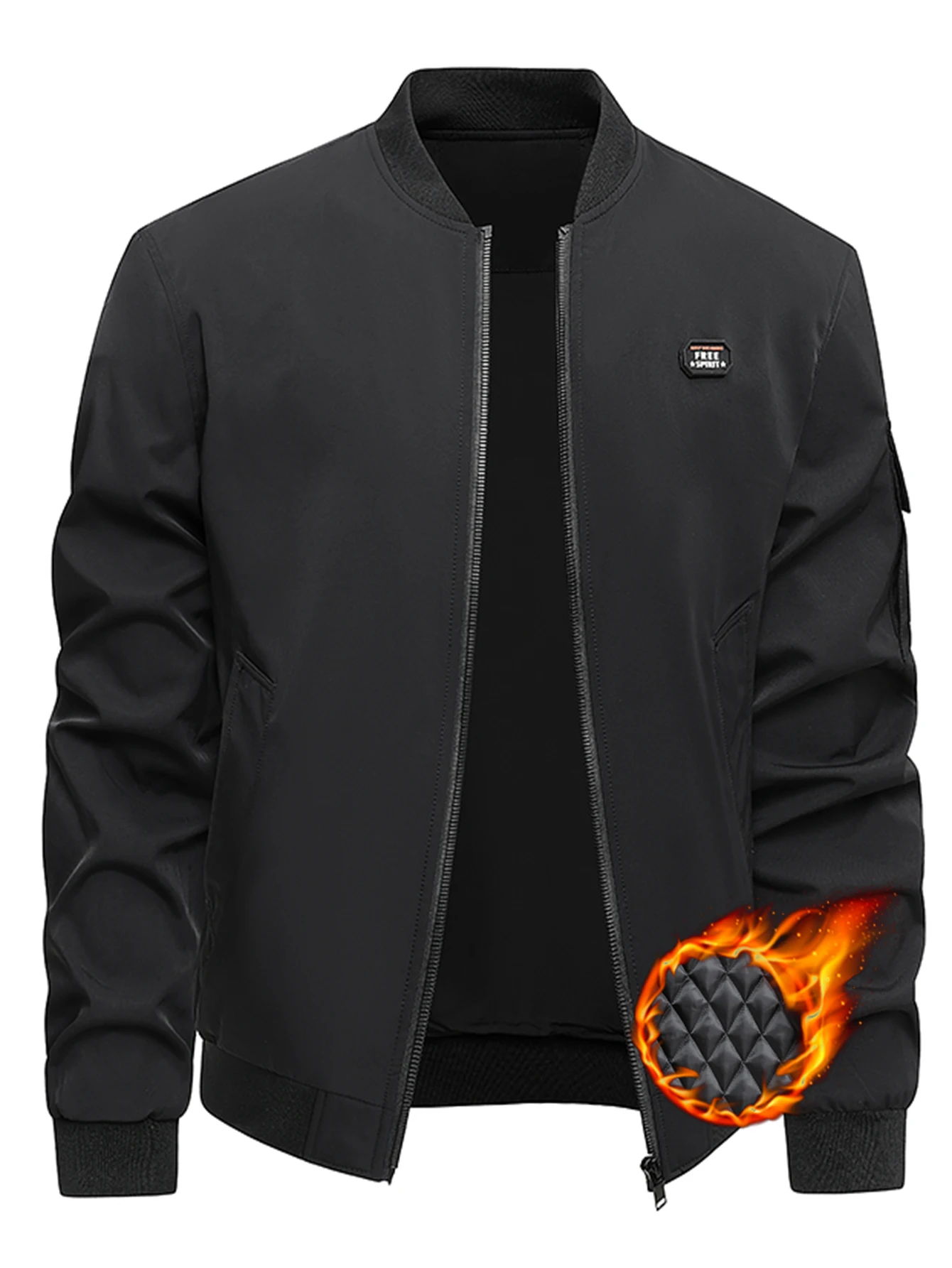 

Мужская сверхпрочная бейсбольная куртка большого размера на молнии — зимнее теплое пальто с карманами на молнии, оливково-зеленое и черное, машинная ваша