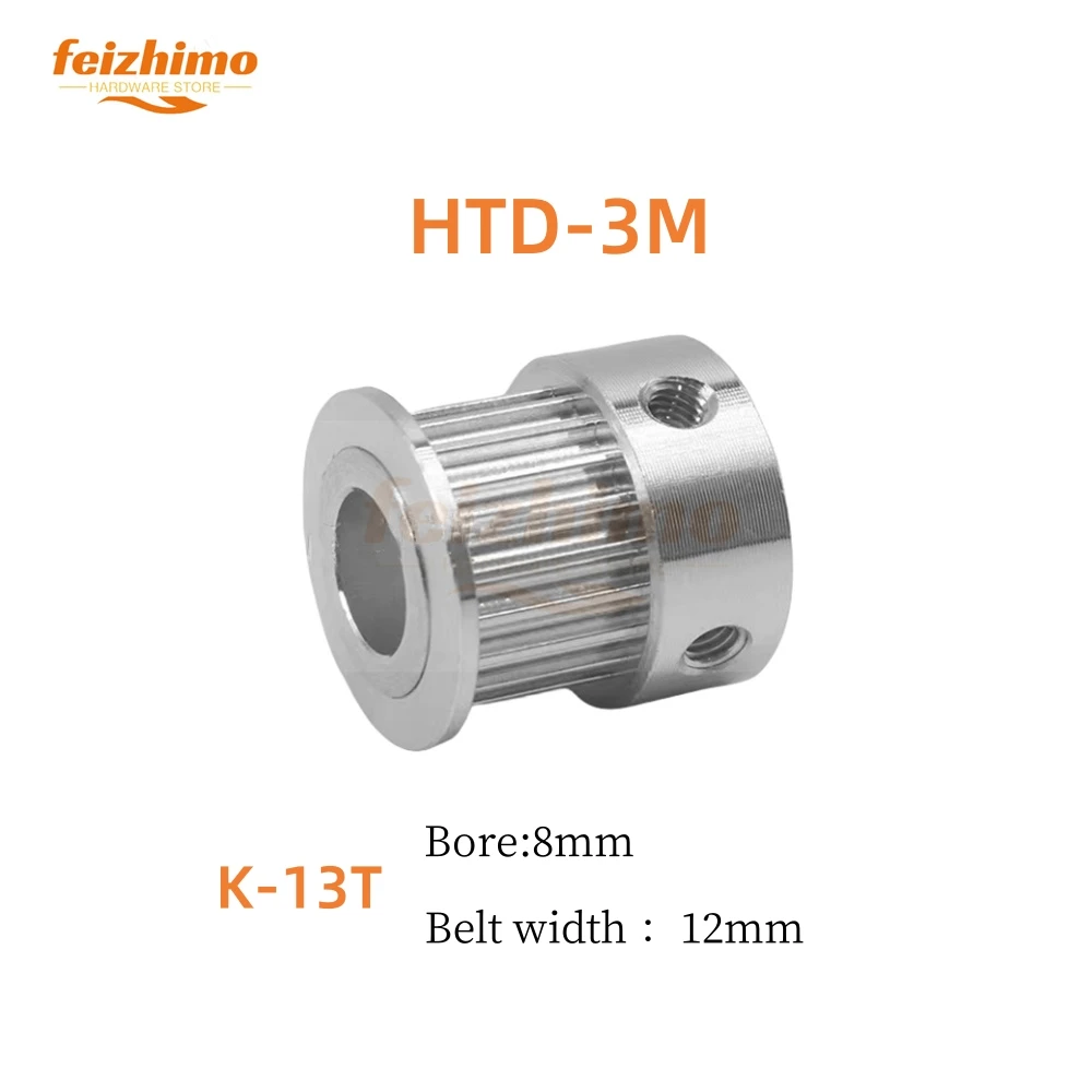 

FM HTD Synchronous Pulley HTD3M, K-type Synchronous Pulley 13T Tooth Hole 8mm, 3D Printer Parts Aluminum Alloy Pulley Width 12mm