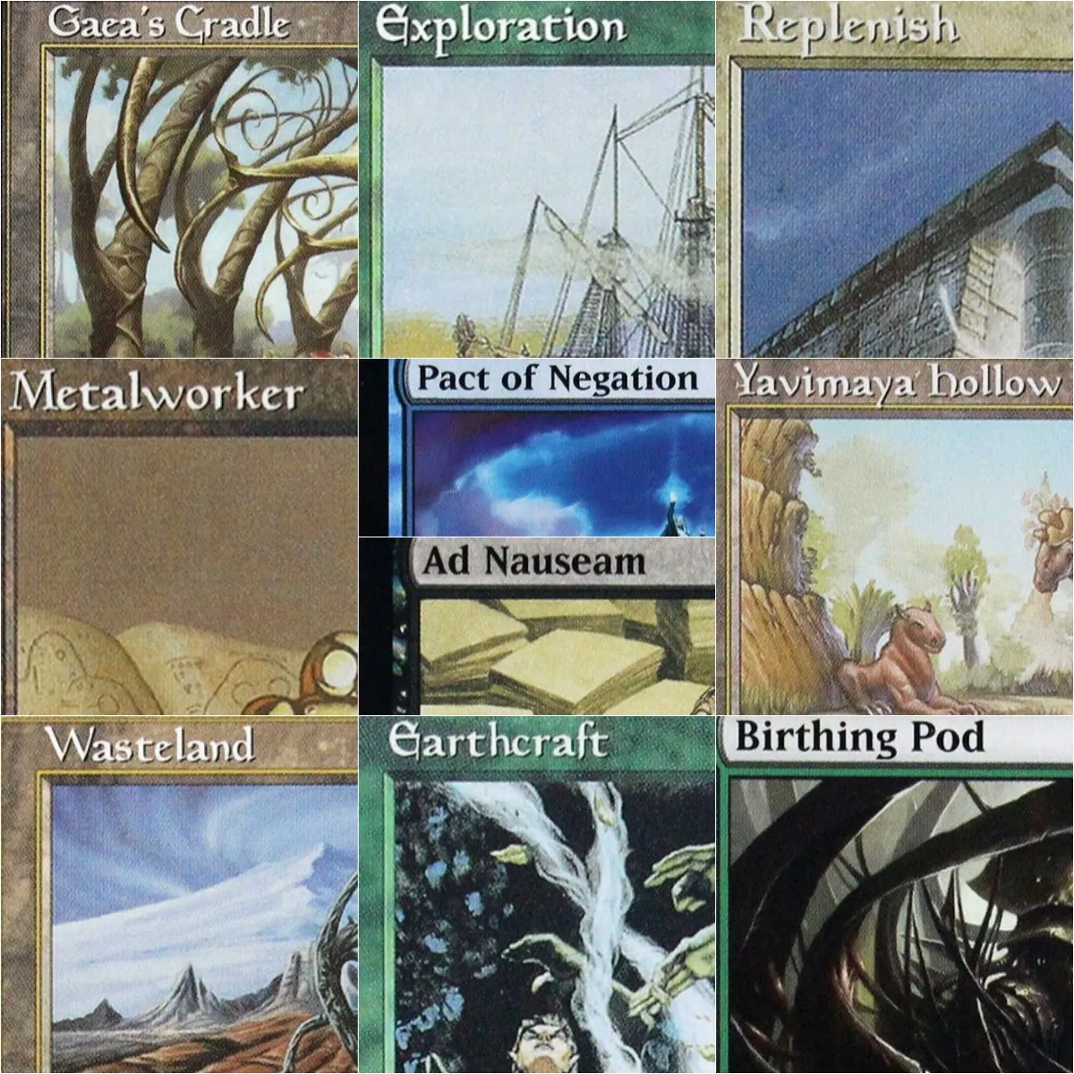 Reguläre „Earthcraft/Birthing Pod/Pact of Negation“ TCG Proxy-Sammelkarten – Hochwertiges Sammelkartenspiel
