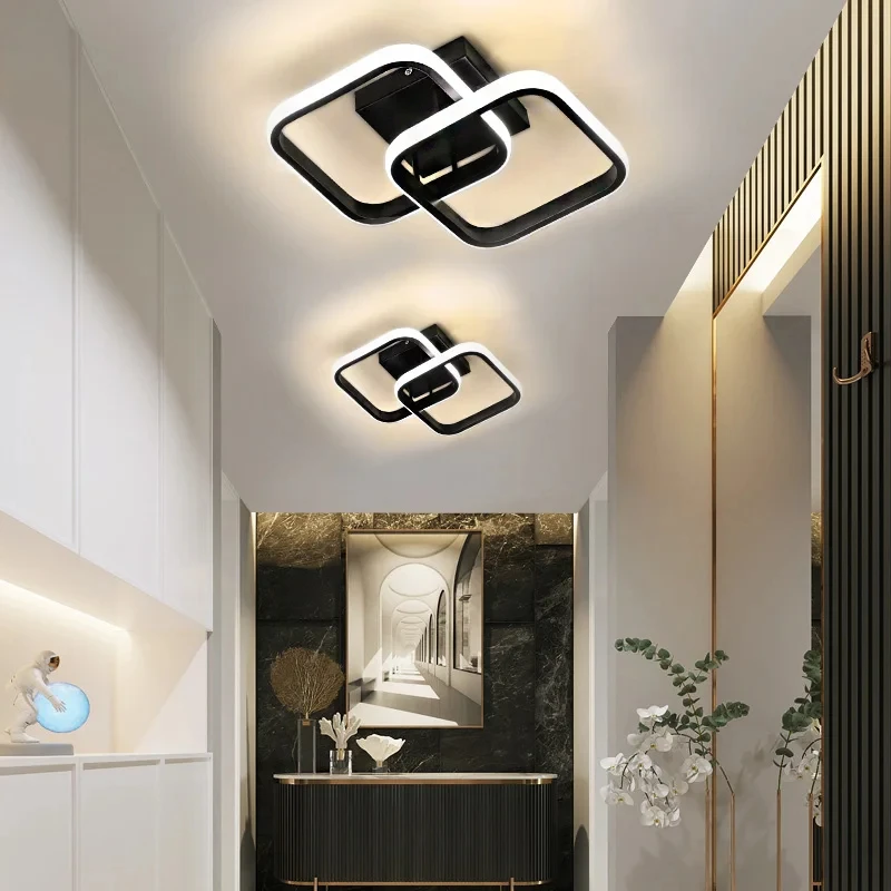 LED Ceiling Lamp Corridor Balcony Black White Indoor Chandelier Ceiling Light for Bedroom Living Room Aisle Decoration 110-220V