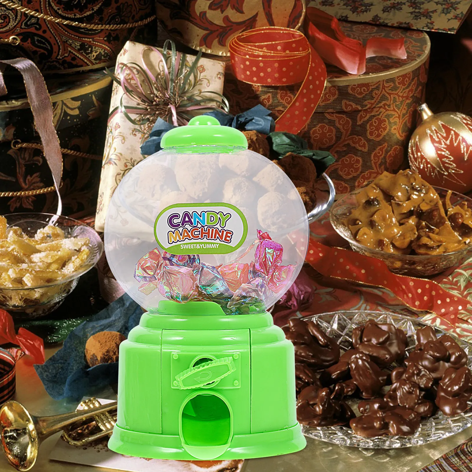 2 Dispensadores de Dulces de Plástico en Forma de Máquina de Chicles Mini, Lindos y Coloridos, para Coordinación Mano-Ojo en Niños, Juego Interactivo para Padres e Hijos