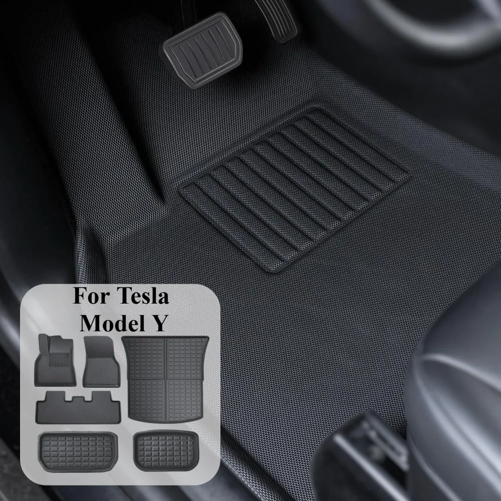 Floor Mats for Tesla Model Y 2025-2017 All Weather Floor Mats XPE Cargo Liner Trunk Mats Rubber Mats Waterproof Car Accessories