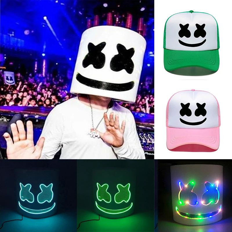 LED Marshmallow Headgear Concert Halloween Carnival Ball Masquerade Club Disguise DJ Mask Glowing Cosplay Marshmallow Cos Mask