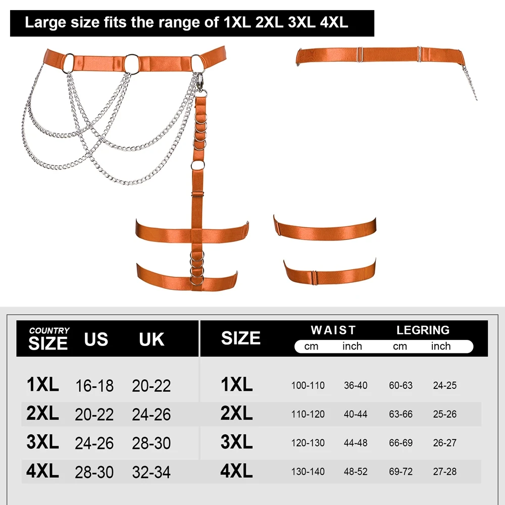 Aksesori Rantai Pinggang Tali Kekang Seksi Garter Sabuk Pedang Goth Gaya Punk Taktis Ukuran Besar Lingerie Sabuk Wanita Perbudakan