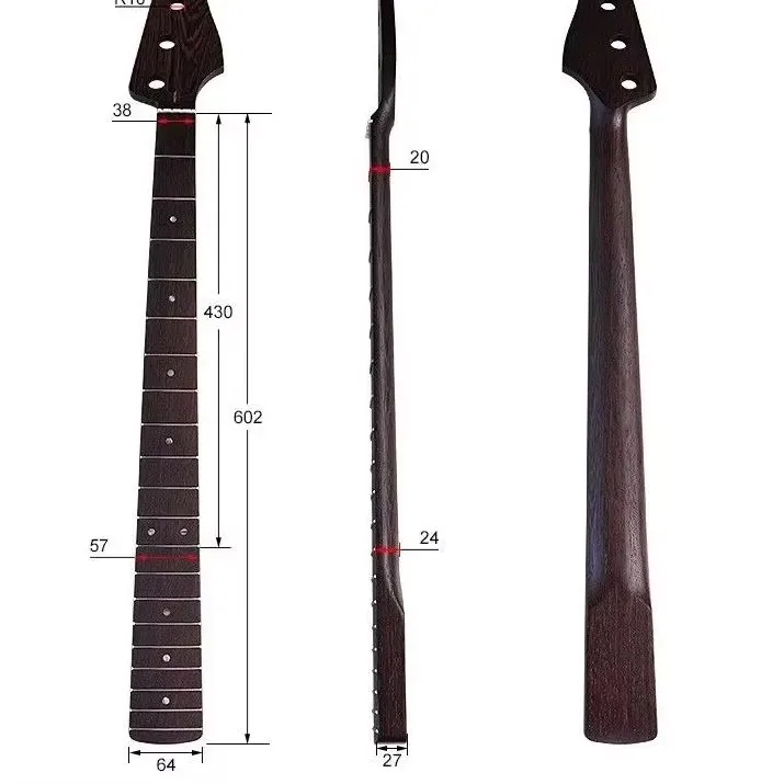 Electric Jazz Bass Neck Wenge Wood 20 Fret DIY Guitar Part 4 Strings Bass Guitars Accessories