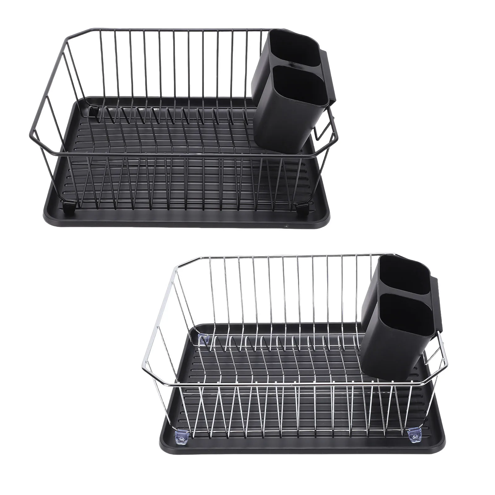Dish Drying Rack Iron Dish Drainer Rack with Utensil Holder for Kitchen Counter Sink Spoons and Forks