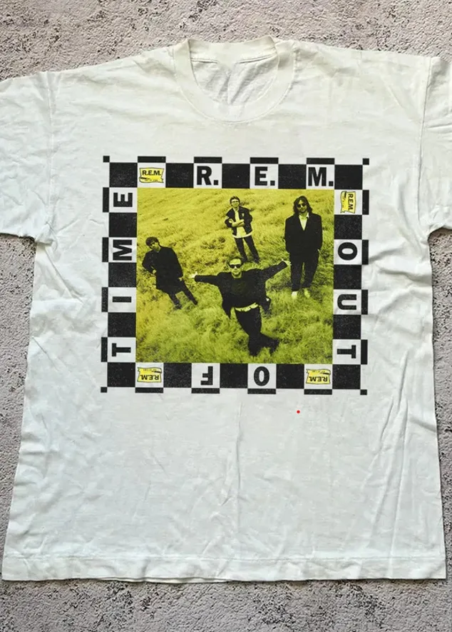 REM Rock Band Out Of Time Cotton White Full Size T Shirt BL088