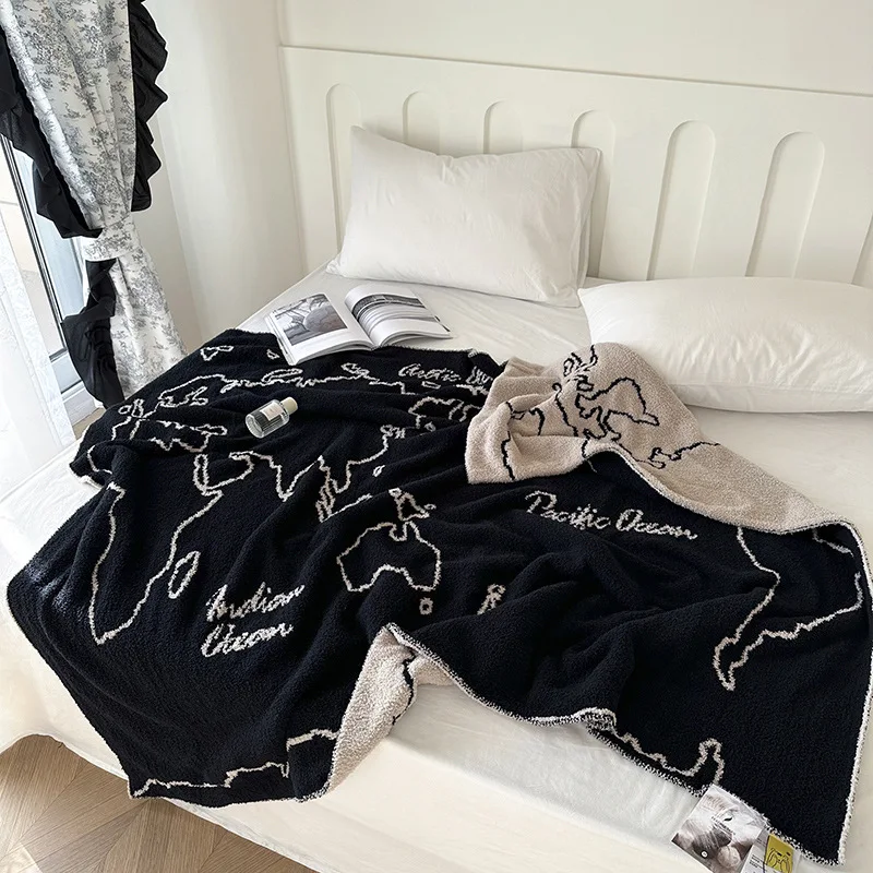 بطانية رمي متماسكة فاخرة - بطانية تكييف هواء خفيفة الوزن للأريكة والمكتب، غطاء منسوج إسكندنافي، بطانية منشفة ناعمة للقيلولة