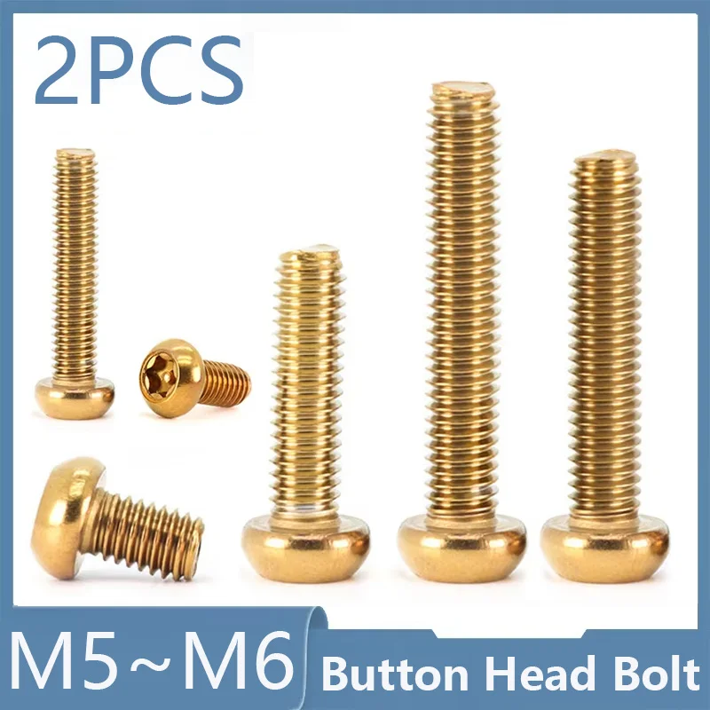 2Pcs 304 Stainless Steel Golden Torx Button Head Security Bolts M5 M6 Length 8~35mm Motorcycle Modification Anti-Vandal Screws