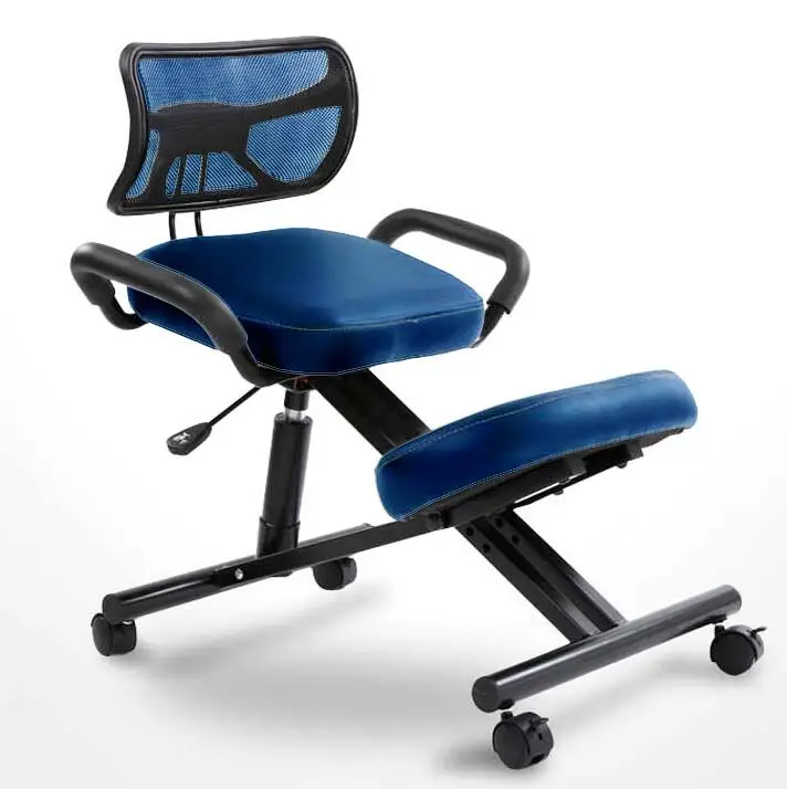 Ergonomically Designed Knee Chair with Back and Handle Office Kneeling Chair Ergonomic Posture Leather Black Chair With Caster