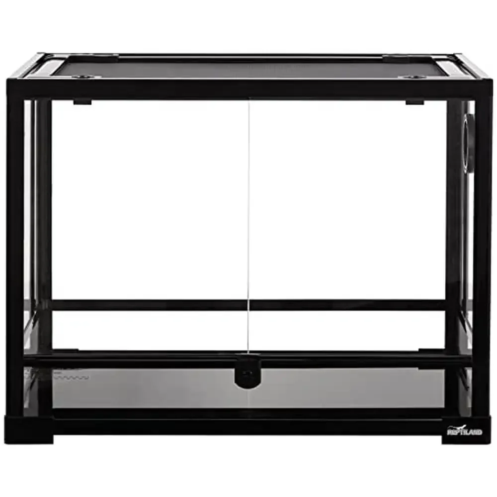 

Glass Terrarium Waterproof Base Double Hinged Doors 32 Gallon Lizard Tank Safety Lock Inlet and Ventilation